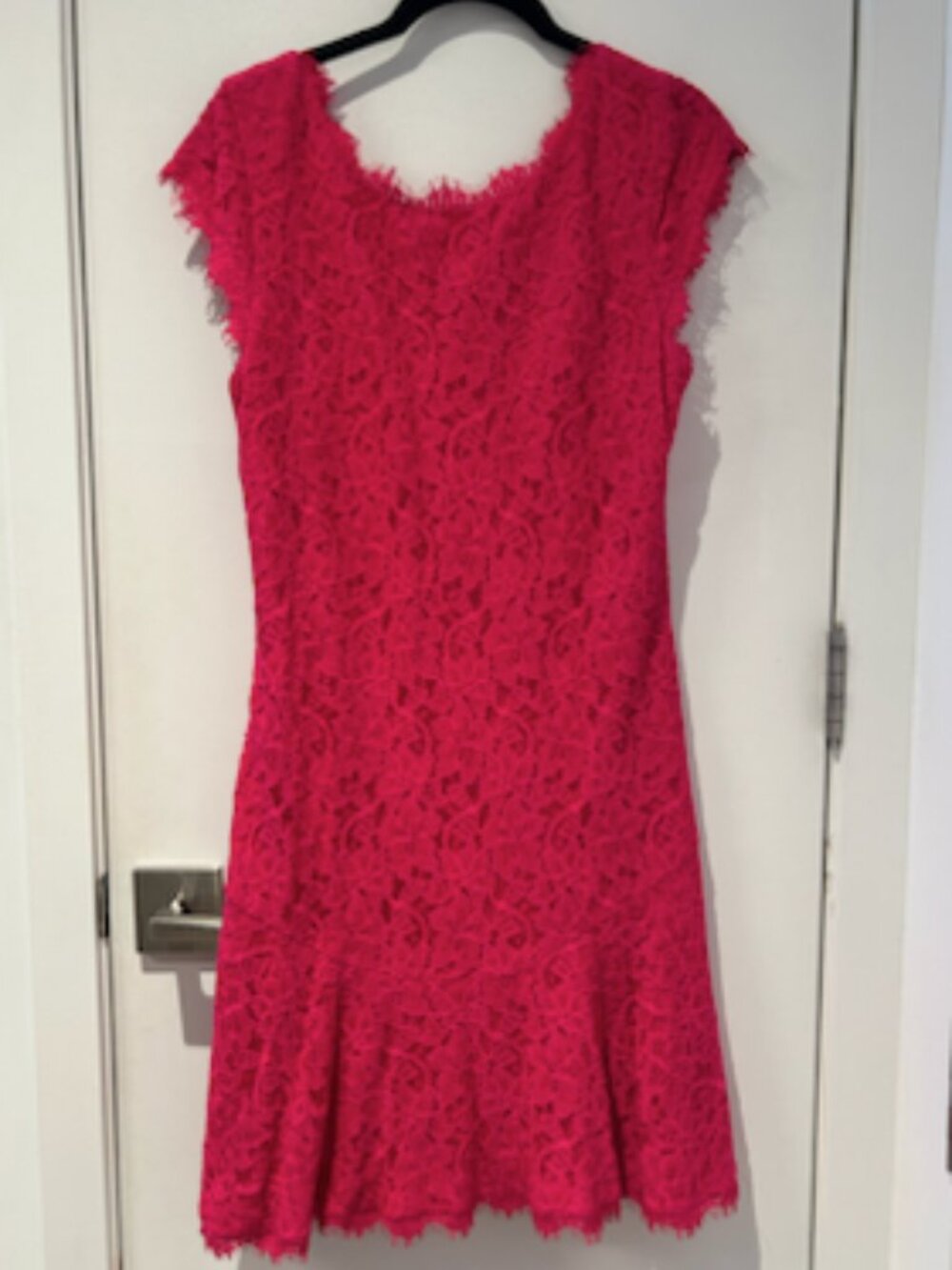 Diane Von Furstenberg Brittany Stretch Lace Overlay Dress in Fuchsia